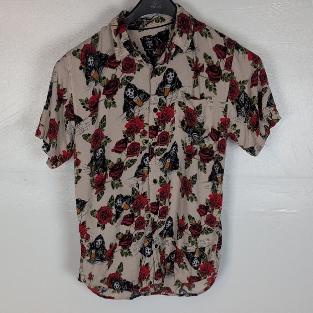 Fresh Vibes Death Drinking Beer Button Down Shirt
